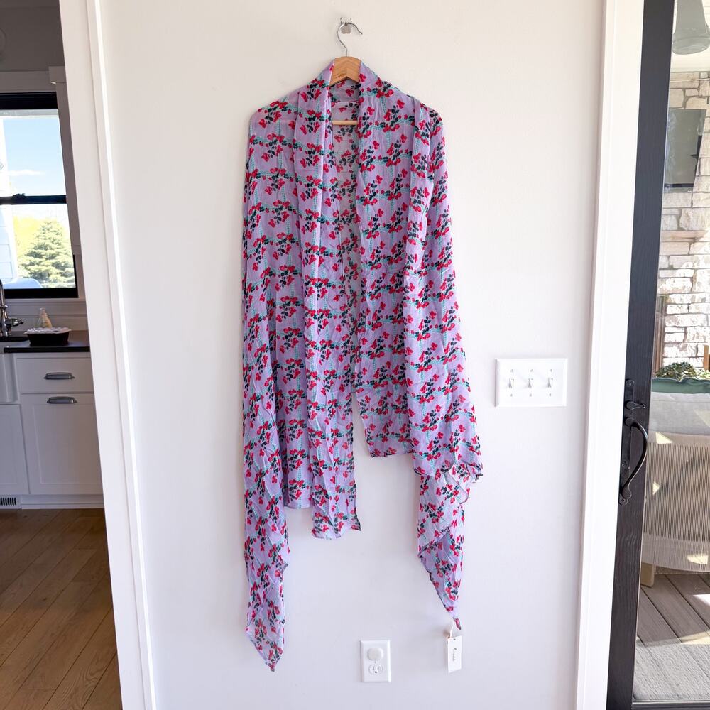 Verandah Lilac Floral Jharoka Print Lightweight Rectangular Scarf One Size NWT